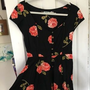UO Black Floral Corset Romper